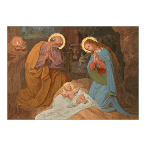 Alpina_1511 Weihnachtskarte Sakralkarte Geburt Christi im Kerzenlicht
