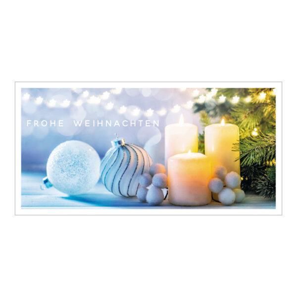 Alpina_1563 Weihnachtskarte Eiskugeln im warmen Kerzenlicht