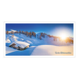 Alpina_1573_PK3 Weihnachtskarte Schneelandschaft mit aufgehender Morgensonne