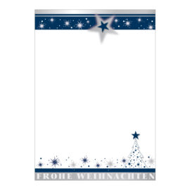 CH_10020 Weihnachtsbriefpapier Weihnachtsbaum und Sterne in silber und blau