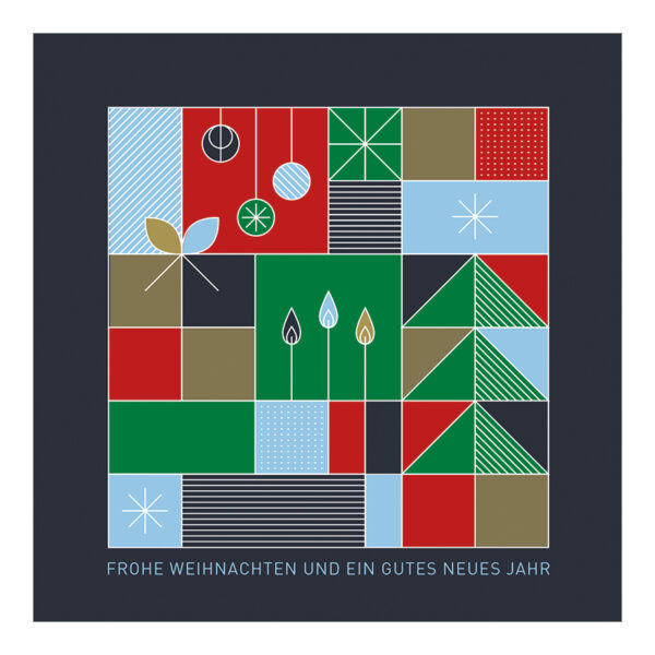 CH-102021 Weihnachtskarte Design «Weihnachtsfenster» Rot-Grün-Blau