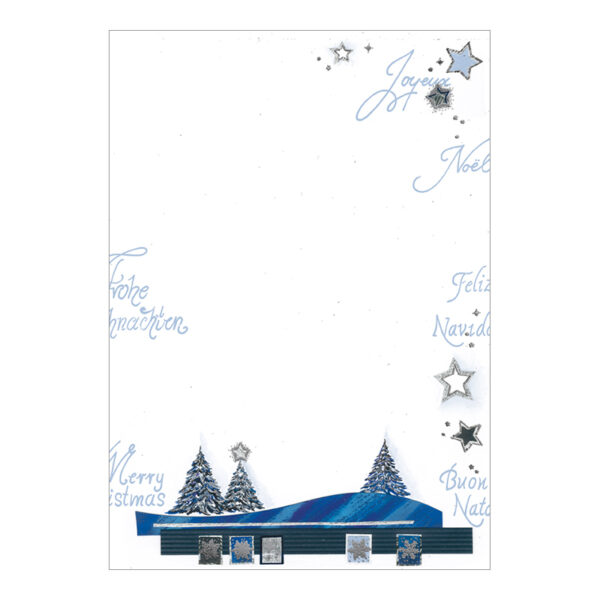 CH-10421 Weihnachtsbriefpapier «Weihnachtslandschaft in Blau»