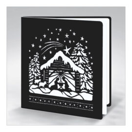 CH_12920 Weihnachtskarte Scherenschnitt «Krippe im Schnee»