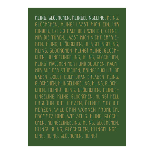 CH-200521 «Kling, Glöckchen, klingelingeling» Weihnachtsliederkarte Grün