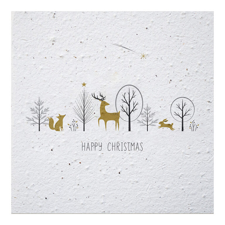 Nachhaltige Weihnachtskarte Tiere Im Wald Happy Christmas