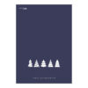 CH-300721 Weihnachtskarte «5 Tannen in Weiss» und Blau aufgeklappt
