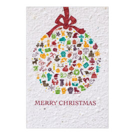 CH-3221 Nachhaltige Weihnachtskarte «Weihnachtskugel aus Symbolen»