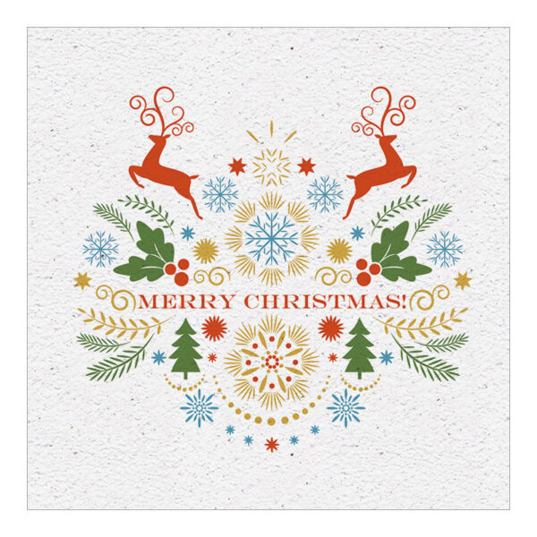 CH-3621 Nachhaltige Weihnachtskarte «2 Hirsche mit Weihnachtssymbolen»
