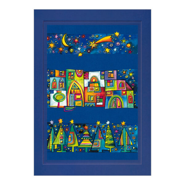 CH_5120 Weihnachtskarte mit Bildkombination Himmel, Stadt und Bäume