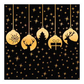 CH-5421 Weihnachtskarte «5 goldene Kugeln vor Sternenhimmel»