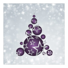 CH-7321 Weihnachtskarte «Weihnachtsbaum violett mit silbernen Sternen»