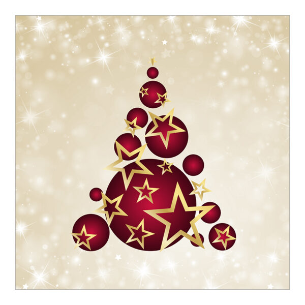 CH-7421 Weihnachtskarte «Weihnachtsbaum rot mit goldenen Sternen»