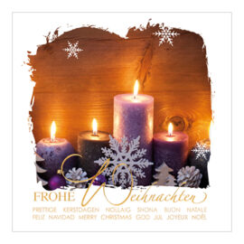 CH-7921 Weihnachtskarte «4 Kerzen mit Schneesternen»