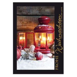 CH-8517_weihnachtskarten_festlich Rote Laterne im Schnee