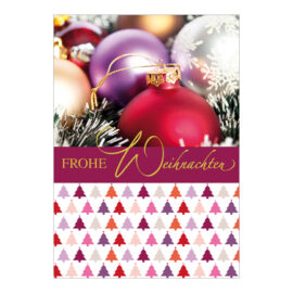 CH-8521 Weihnachtskarte «Weihnachtskugeln mit farbigen Tannenbäumen»