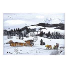 CH_9020 Weihnachtskarte mit Pferdeschlitten in Schneelandschaft