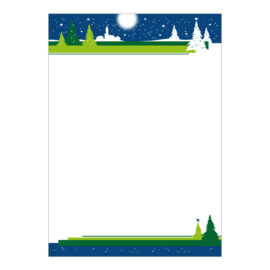 CH_9920 Weihnachtsbriefpapier Tannen mit blauem Nachthimmel