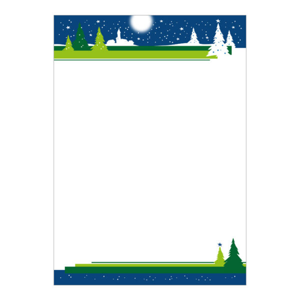 CH_9920 Weihnachtsbriefpapier Tannen mit blauem Nachthimmel