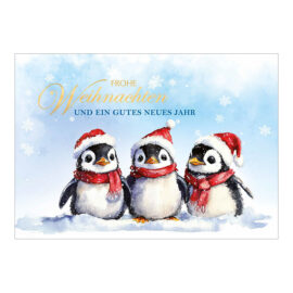 CH-4125 Weihnachtskarte «3 Pinguine im Schnee»