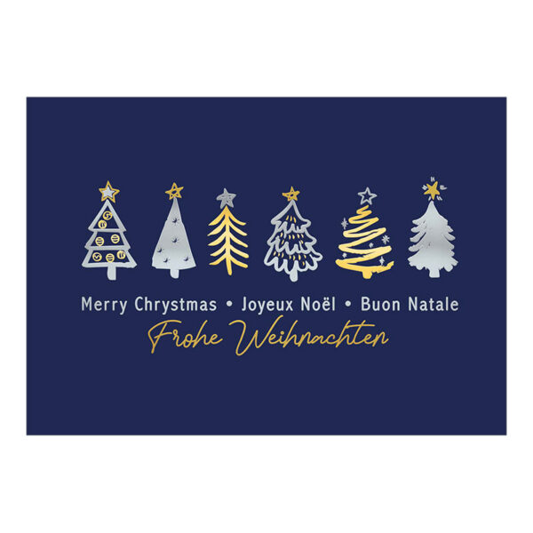 CH-5725 Weihnachtskarte «6 Weihnachtsbäume präsentieren sich»