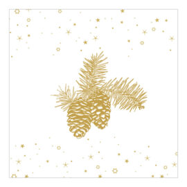 CH-6425 Weihnachtskarte «Goldener Tannenzapfen und Zweig»