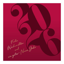 CH-7625 Weihnachtskarte «Jahreszahl 2026 Goldschrift Frohe Weihnachten»