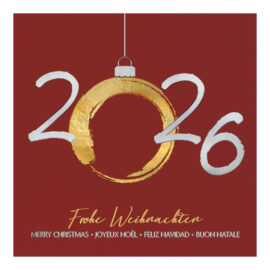 CH-8125 Jahreszahl 2026 Rot Silber Gold Frohe Weihnachten
