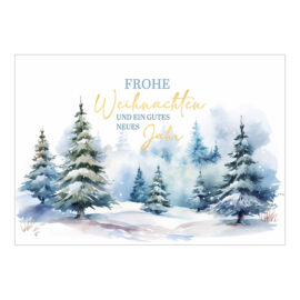 CH-9225 Weihnachtskarte Aquarell «Tannenwald im Schnee»