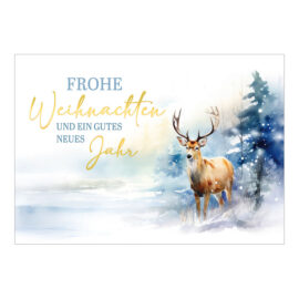 CH-9425 Weihnachtskarte Aquarell «Hirsch am Waldrand»