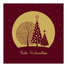 CH-10326 Weihnachtskarte Exklusiv «Drei Bäume in Dunkelrot»