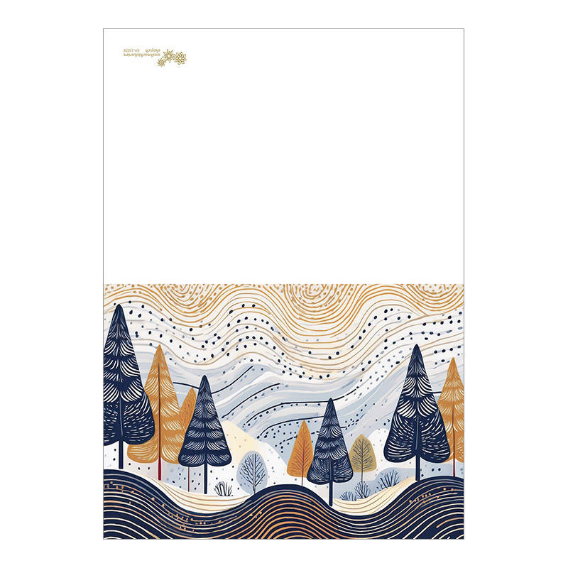 CH-11026 Weihnachtskarte Kunst «Braunblauer Winterwald mit Sternenhimmel»
