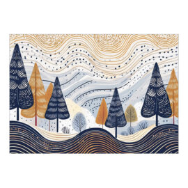 CH-11026 Weihnachtskarte Kunst «Braunblauer Winterwald mit Sternenhimmel» CH-11026 Weihnachtskarte Kunst «Braunblauer Winterwald mit Sternenhimmel»