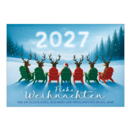 CH-12026_970-8726 Weihnachtsmann mit sechs Rentieren am Plaudern CH-12026_970-8726 Weihnachtsmann mit sechs Rentieren am Plaudern