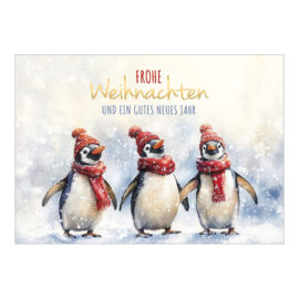 CH-12426_970-8783 Weihnachtskarte Festlich «Drei Pinguine wandern im Schnee» CH-12426_970-8783 Weihnachtskarte Festlich «Drei Pinguine wandern im Schnee»