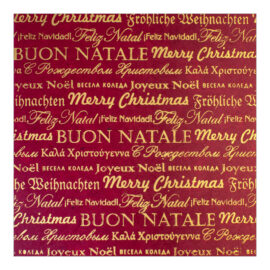 CH-13726 Organic Paper Cards Weihnachtskarten Fair Trade Projekt «Nepal» «Weihnachtsgrüsse in mehreren Sprachen in gold auf rotem Hintergrund»
