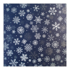 CH-14026 Organic Paper Cards Weihnachtskarten Fair Trade Projekt «Nepal» «Schneekristalle in Silber auf blauem Hintergrund»