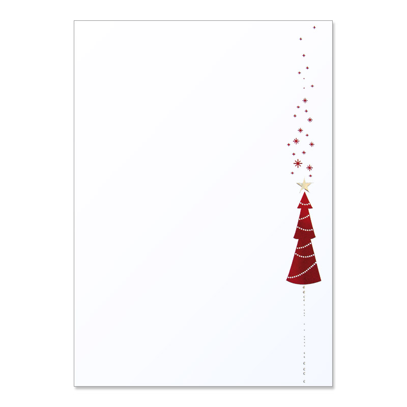 CH-15726 Weihnachtsbriefpapier «Roter Weihnachtsbaum mit roten Sternen»