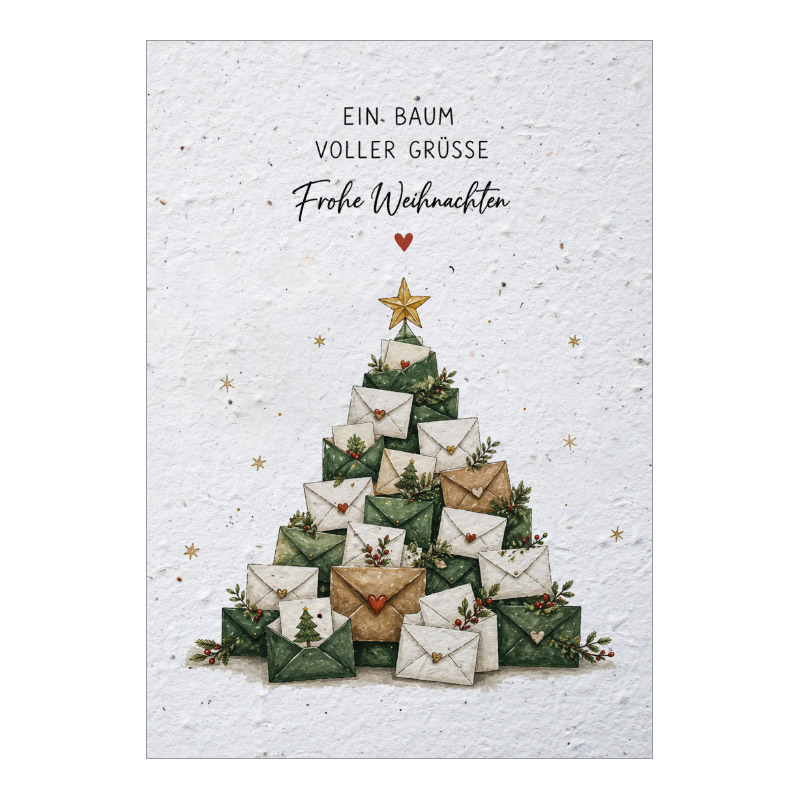 CH-3226 Nachhaltige Weihnachtskarte «Weihnachtsbaum voller Grüsse»