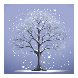 CH-3726 Weihnachtskarte Design «Verschneiter Baum in Blau» Vorderseite