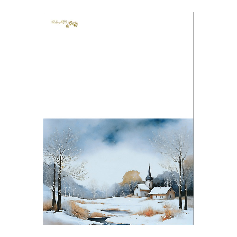 CH-4426 Weihnachtskarte Design «Kirche in verschneiter Winterlandschaft»