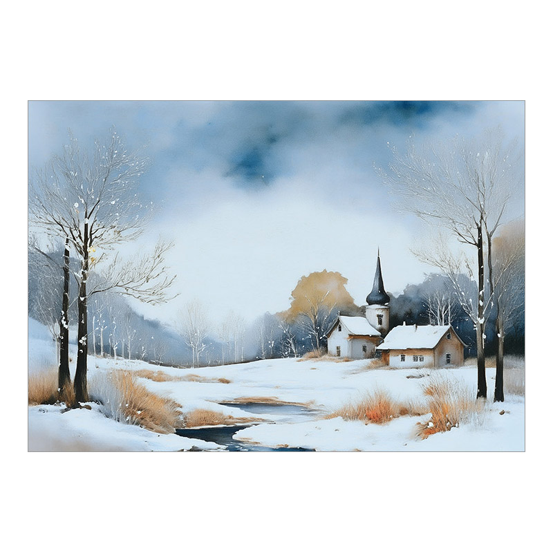 CH-4426 Weihnachtskarte Design «Kirche in verschneiter Winterlandschaft»