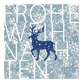 CH-5426A Weihnachtskarte Design «Hirsch mit Eiskristallen in Blau»