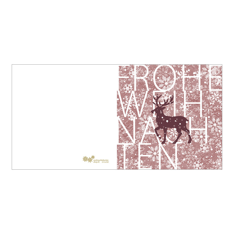 CH-5426B Weihnachtskarte Design «Hirsch mit Eiskristallen in Rot»