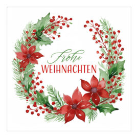 CH-5626 Weihnachtskarte Design «Dekorierter Weihnachtskranz in Rot-Grün»