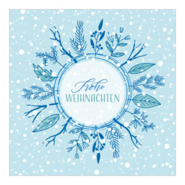 CH-5826 Weihnachtskarte Design «Dekorierter Weihnachtskranz in Blau»