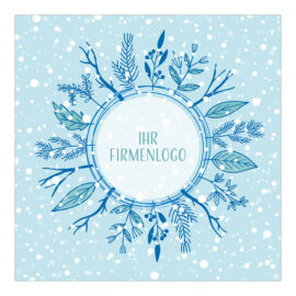CH-5926 Weihnachtskarte Design «Winterlicher Kranz mit Schneefall» mit Firmenlogo