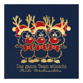 CH-6526_970-8749 Weihnachtskarte Business «Drei Rednose Rentiere mit Weihnachtsmütze und Fliege» CH-6526_970-8749 Weihnachtskarte Business «Drei Rednose Rentiere mit Weihnachtsmütze und Fliege»