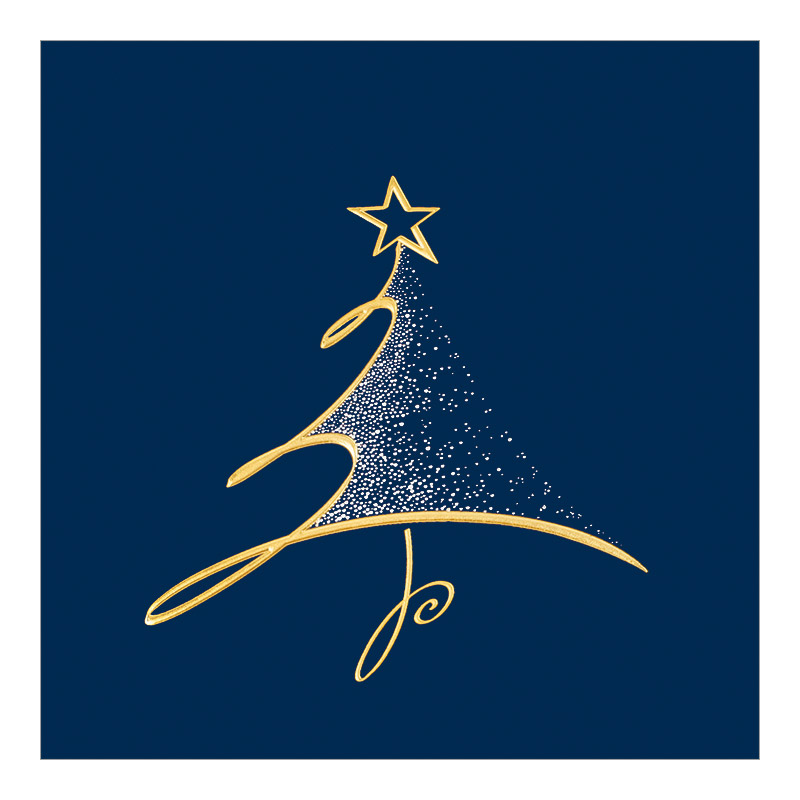 CH-7326_970-7736 Weihnachtskarte Festlich «Goldener Weihnachtsbaum mit silbernem Schimmer»
