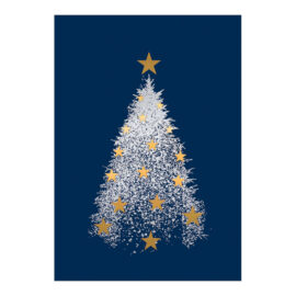 CH-7626_970-8613 Weihnachtskarte Exklusiv «Silberner Weihnachtsbaum mit Goldsternen»