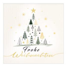 CH-8326_970-8752 Weihnachtskarte Exklusiv «Farbige Weihnachtsbäume mit Goldsternen»